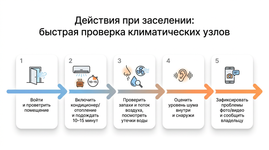 Действия при заселении: быстрая проверка климатических узлов